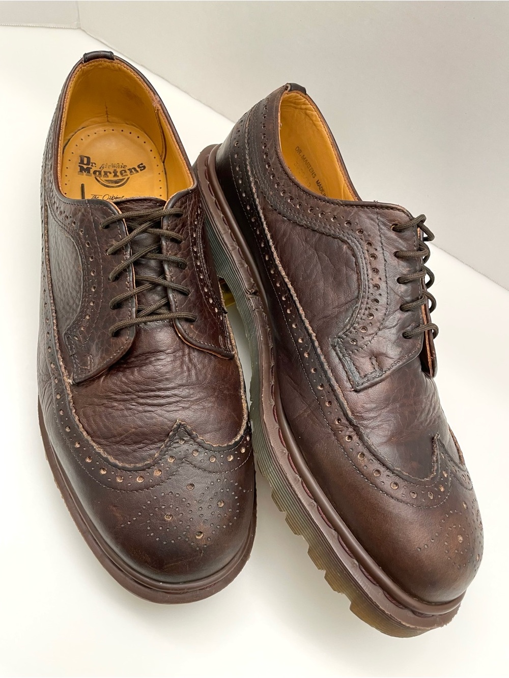 Vintage Dr Martens Wingtip Brogue Shoe Mens 10 Dark Brown Leather Oxford England